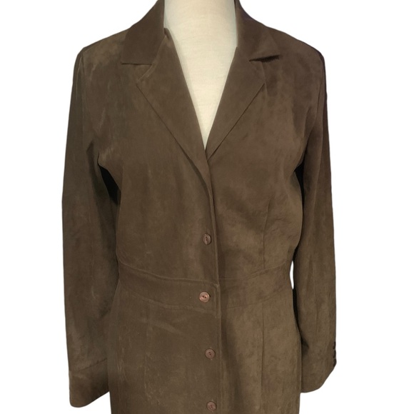 AGB Byer California vintage brown suede like button down maxi dress size 12 - Picture 2 of 7